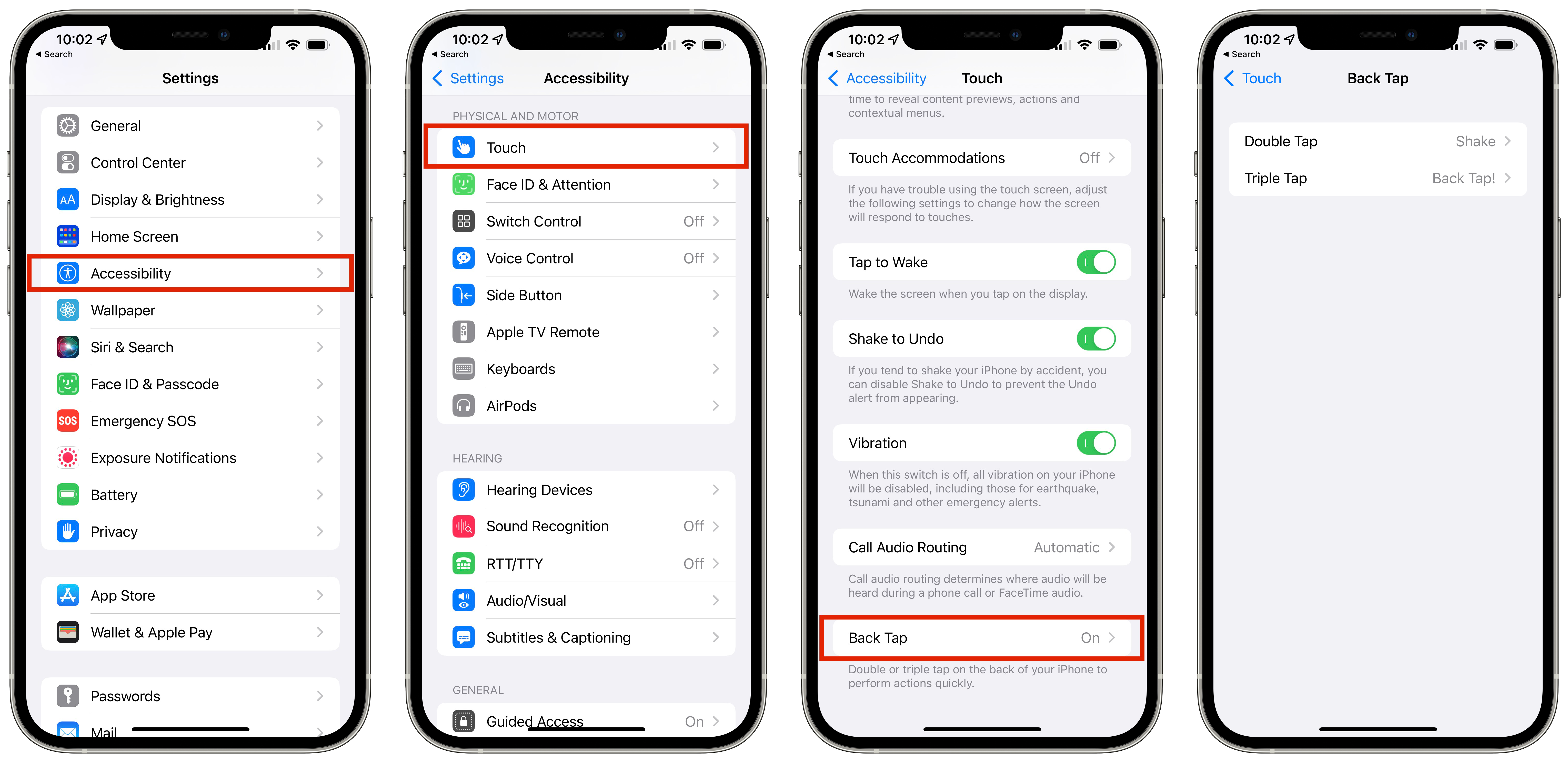 Get to Back Tap Through Accessibility Settings